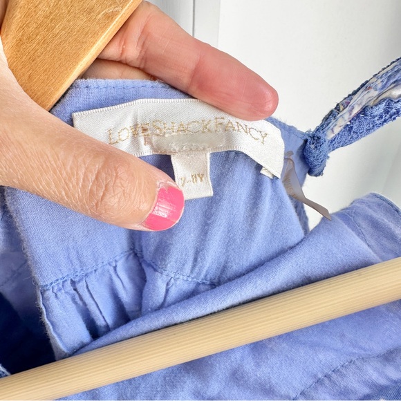 LoveShackFancy Blue Floral Lace Trim Girls Dress - Picture 6 of 7